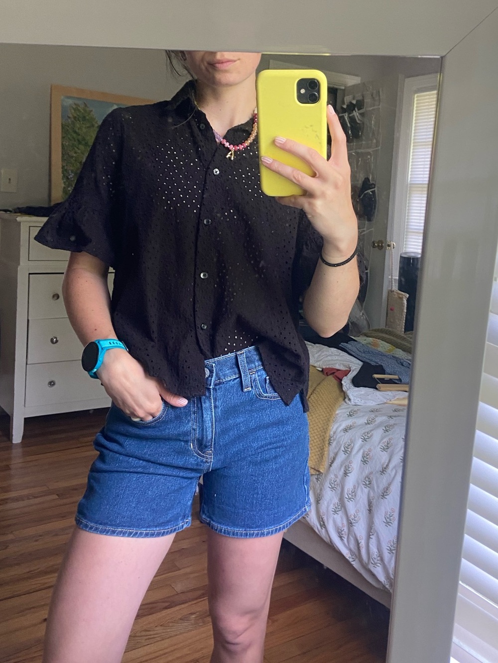 Madewell eyelet bell-sleeve button-down shirt